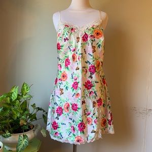 RARE HTF? VS Medium Satin Bright Floral Butterfly Slip Lingerie Valentine’s